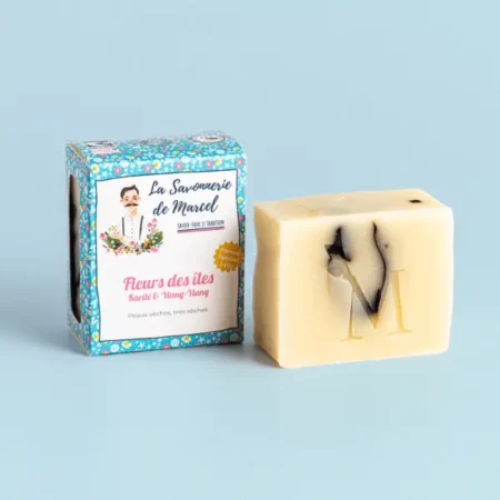 la-savonnerie-de-marcel-savonnerie-artisanale-savons-saponifies-a-froid-bio-fleurs-des-iles-karite-ylang-ylang-duo