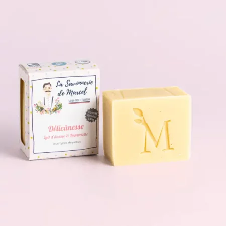 La-savonnerie-de-Marcel-Savonnerie-artisanale-Savons-saponifies-a-froid-bio-Délicânesse-Lait-d’-ânesse-Immortelle-Duo